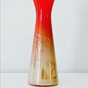 VINTAGE Bartlett Collins Japanese Bud Vase Coral Orange Pink Ombré